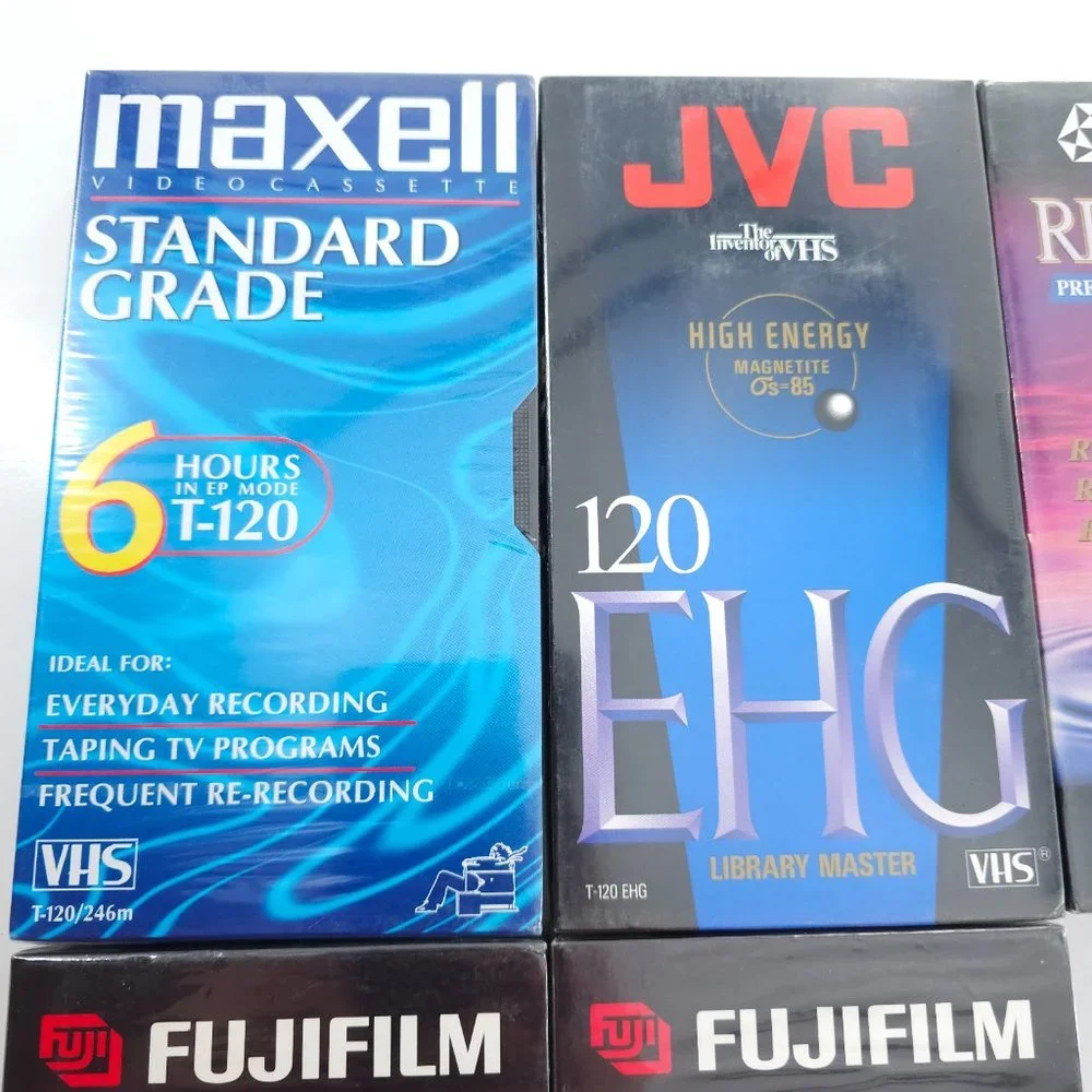 5 VHS Tapes Blank Maxell JVC TDK Fujifilm T-120 Video Tape - NEW